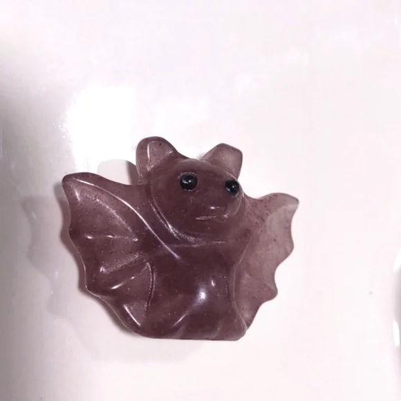 Strawberry Quartz Bat Carving Crystal Imperfections color Variations 1x1.5 - Picture 8 of 9